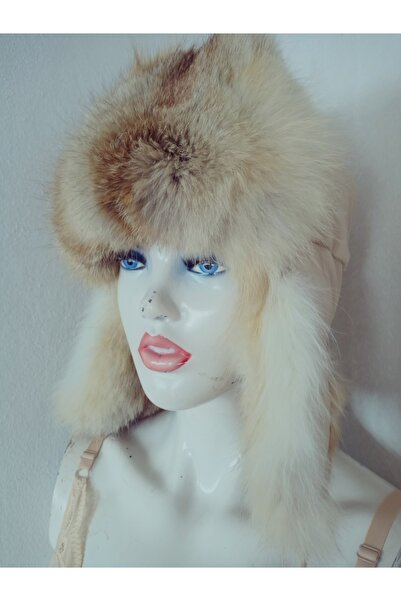 hoaryage Special Design Genuine Wolf Fur Bork Kalpak Hat, Natural Mink Hat, Usanka Russian Kalpak