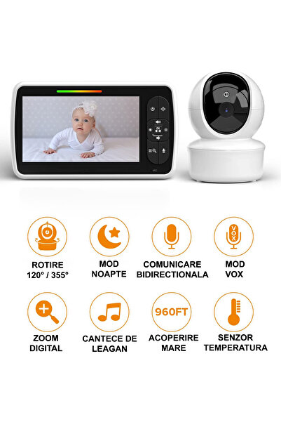 İSP Baby Monitor and Wireless Audio-Video Camera for Baby Surveillance, EyeBaby, HD Screen XXXL 5 I