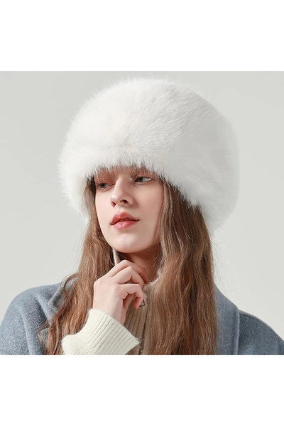 Gullfoss قبعة نسائية مستديرة من الفرو القطيفة