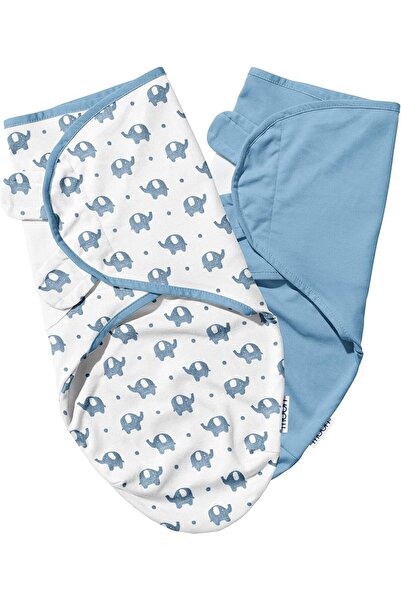Moon Organic Swaddle Wraps - Blue Elephant Design, Cotton
