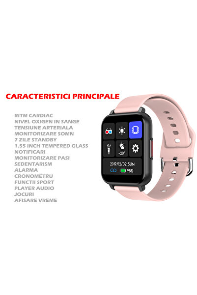 İSP Ceas SmartWatch LikeSmart TimeFiT, TFT Tempered Glass Display, 1.55", Oximetru SpO2, Notificari, Mon