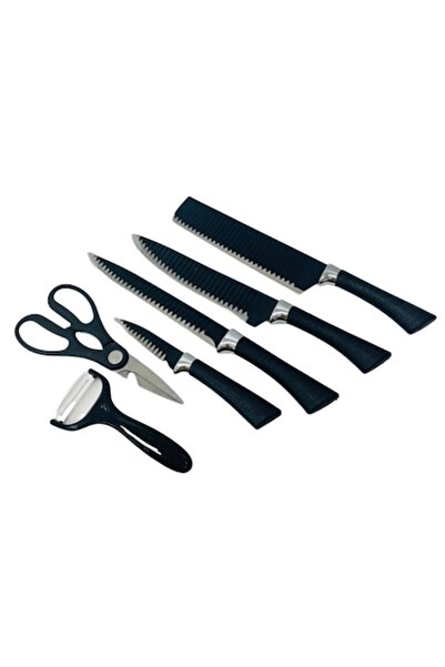 OEM Set 6 stainless steel kitchen knives, daily use, black