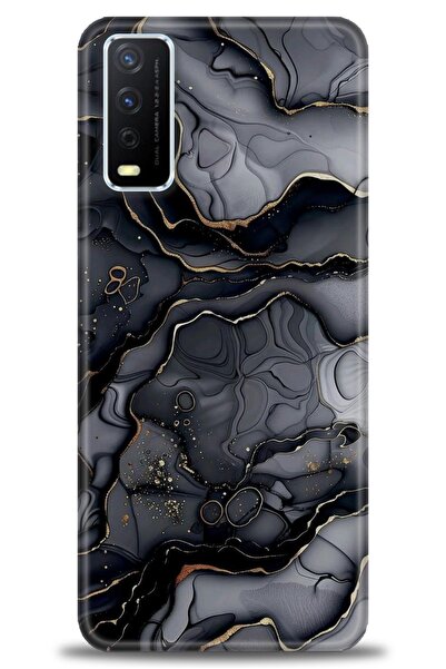 Rulet Aksesuar جراب سيليكون متوافق مع هاتف Vivo Y20S HD مطبوع + واقي شاشة سير...