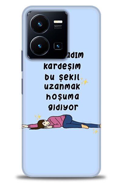 Rulet Aksesuar جراب سيليكون متوافق مع هاتف Vivo Y22S HD مطبوع + واقي شاشة سير...