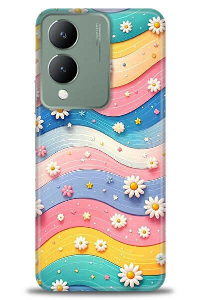 Rulet Aksesuar جراب سيليكون متوافق مع هاتف Vivo Y17S HD مطبوع + واقي شاشة سير...