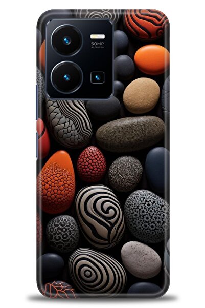 Rulet Aksesuar جراب سيليكون متوافق مع هاتف Vivo Y22S HD مطبوع + واقي شاشة سير...