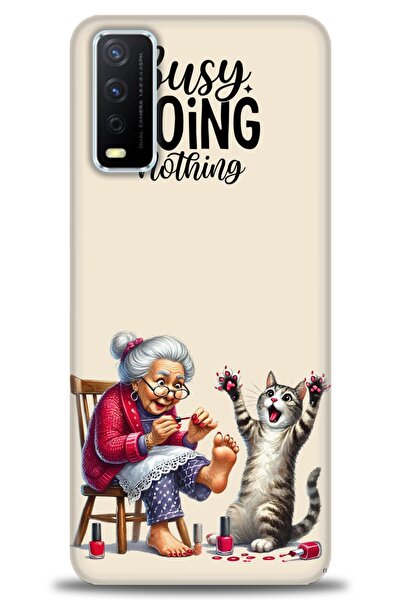 Rulet Aksesuar جراب سيليكون متوافق مع هاتف Vivo Y20S HD مطبوع + واقي شاشة سير...