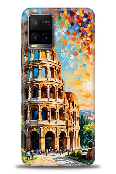 Rulet Aksesuar جراب سيليكون متوافق مع هاتف Vivo Y33S HD مطبوع + واقي شاشة سير...