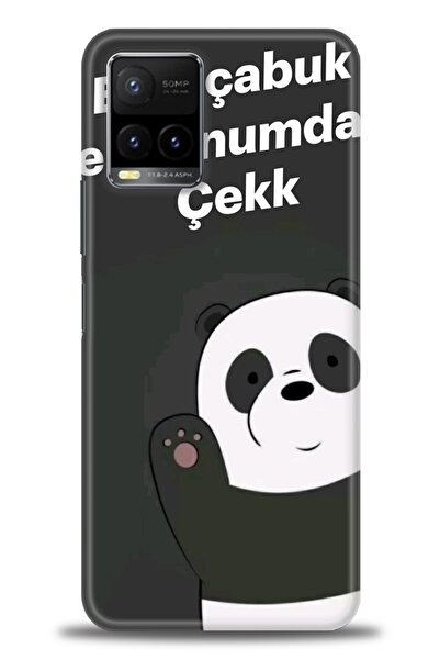 Rulet Aksesuar جراب سيليكون متوافق مع هاتف Vivo Y21 HD مطبوع + واقي شاشة سيرا...