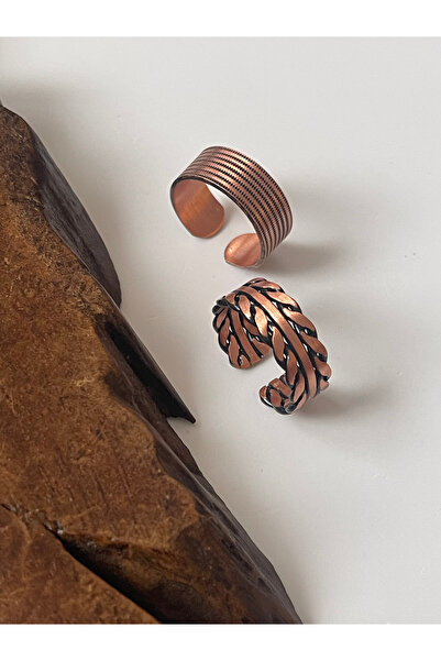 Rupen Kraft 100% copper handmade 2-piece design unisex copper ring adjustable...