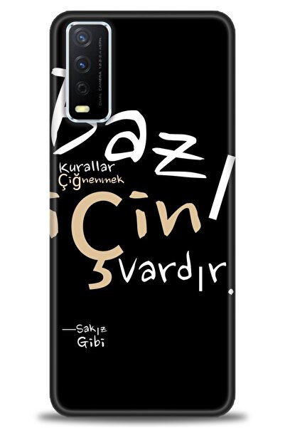 Rulet Aksesuar جراب سيليكون متوافق مع هاتف Vivo Y20S HD مطبوع + واقي شاشة سير...