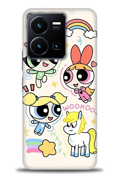 Rulet Aksesuar جراب سيليكون متوافق مع هاتف Vivo Y35 HD مطبوع + واقي شاشة سيرا...