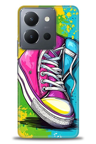 Rulet Aksesuar جراب سيليكون متوافق مع هاتف Vivo Y36 HD مطبوع + واقي شاشة سيرا...