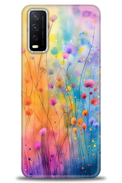 Rulet Aksesuar جراب سيليكون متوافق مع هاتف Vivo Y20S HD مطبوع + واقي شاشة سير...