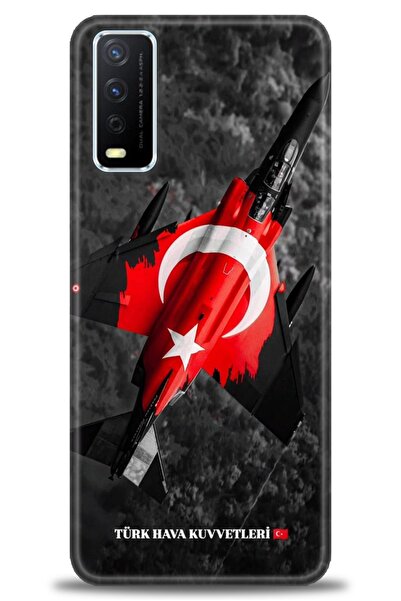 Rulet Aksesuar جراب سيليكون متوافق مع هاتف Vivo Y11S HD مطبوع + واقي شاشة سير...