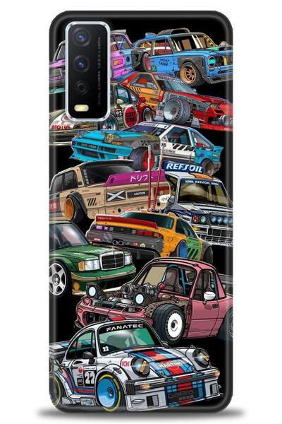 Rulet Aksesuar جراب سيليكون متوافق مع هاتف Vivo Y20S HD مطبوع + واقي شاشة سير...