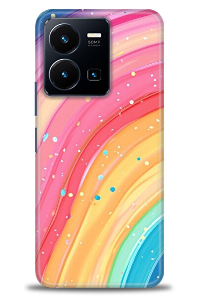 Rulet Aksesuar جراب سيليكون متوافق مع هاتف Vivo Y22S HD مطبوع + واقي شاشة سير...