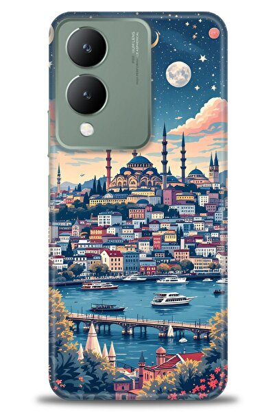 Rulet Aksesuar جراب سيليكون متوافق مع هاتف Vivo Y17S HD مطبوع + واقي شاشة سير...