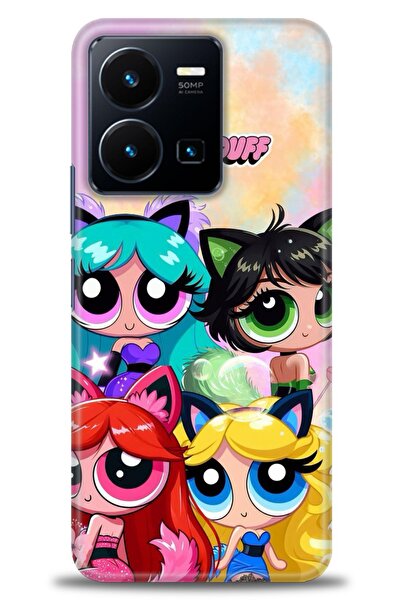 Rulet Aksesuar جراب سيليكون متوافق مع هاتف Vivo Y22S HD مطبوع + واقي شاشة سير...