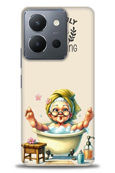 Rulet Aksesuar جراب سيليكون متوافق مع هاتف Vivo Y36 HD مطبوع + واقي شاشة سيرا...