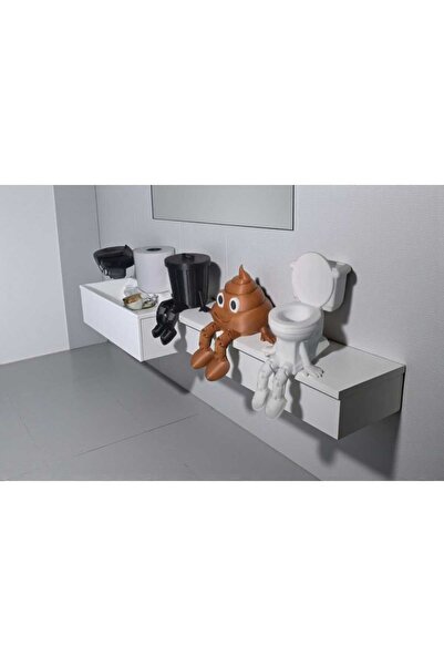 3D 4’lü Dekoratif Tuvalet Figür Seti – Eğlenceli Banyo Aksesuarları