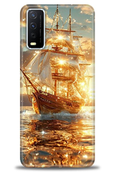 Rulet Aksesuar جراب سيليكون متوافق مع هاتف Vivo Y20 HD مطبوع + واقي شاشة سيرا...