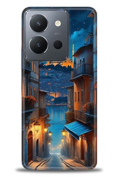 Rulet Aksesuar جراب سيليكون متوافق مع هاتف Vivo Y36 HD مطبوع + واقي شاشة سيرا...