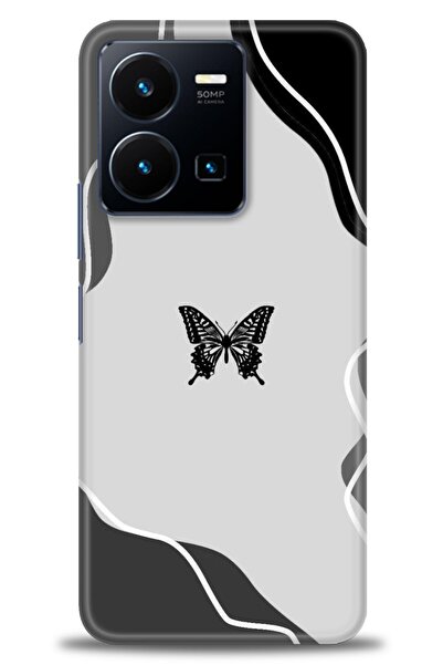 Rulet Aksesuar جراب سيليكون متوافق مع هاتف Vivo Y22S HD مطبوع + واقي شاشة سير...