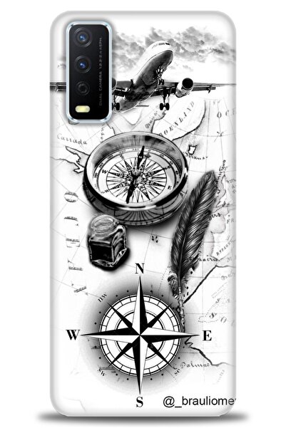 Rulet Aksesuar جراب سيليكون متوافق مع هاتف Vivo Y11S HD مطبوع + واقي شاشة سير...