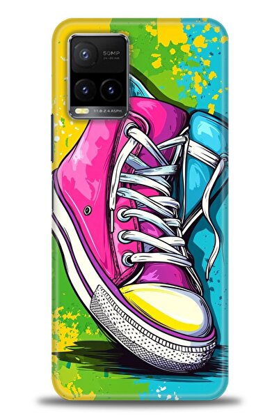 Rulet Aksesuar جراب سيليكون متوافق مع هاتف Vivo Y21 HD مطبوع + واقي شاشة سيرا...