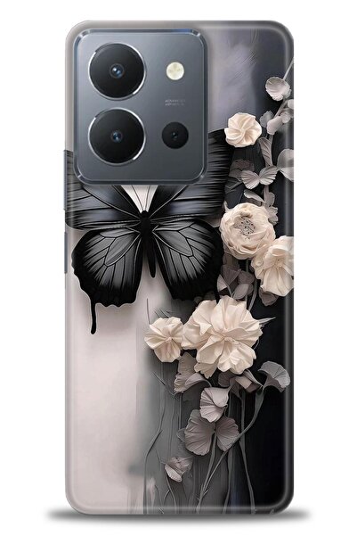 Rulet Aksesuar جراب سيليكون متوافق مع هاتف Vivo Y36 HD مطبوع + واقي شاشة سيرا...