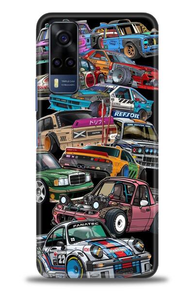 Rulet Aksesuar جراب سيليكون متوافق مع هاتف Vivo Y51 HD مطبوع + واقي شاشة سيرا...