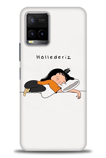 Rulet Aksesuar جراب سيليكون متوافق مع هاتف Vivo Y21S HD مطبوع + واقي شاشة سير...