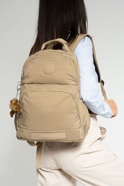 H&D COLLECTİON Unisex Water Resistant Fabric 3 Compartments with Laptop Compartment Khaki (Beige) School Travel Backpack