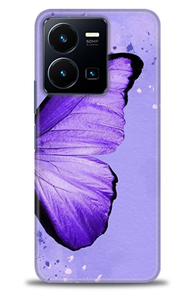 Rulet Aksesuar جراب سيليكون متوافق مع هاتف Vivo Y22S HD مطبوع + واقي شاشة سير...