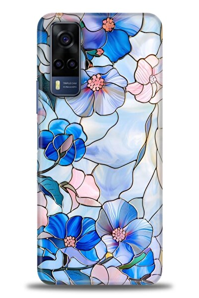 Rulet Aksesuar جراب سيليكون متوافق مع هاتف Vivo Y53S HD مطبوع + واقي شاشة سير...