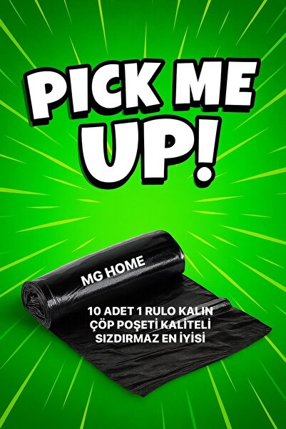 MG HOME 1 Rulo 10 Adet Kalın Dayanıklı Eşya Taşıma Ağır Sanayi Çöp Poşeti Siyah Jumbo Boy BÜYÜK BOY