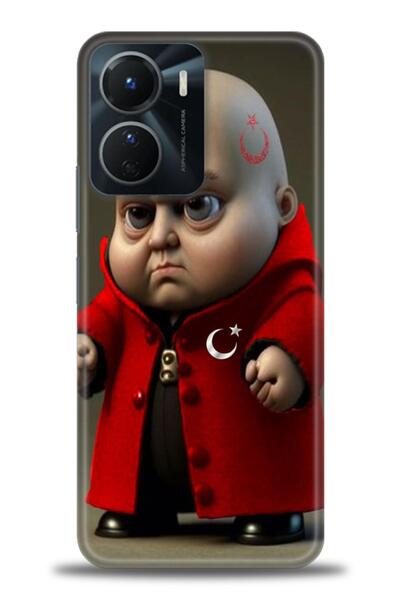 Rulet Aksesuar جراب سيليكون متوافق مع هاتف Vivo Y16 HD مطبوع + واقي شاشة سيرا...