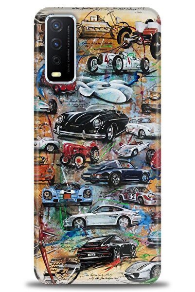 Rulet Aksesuar جراب سيليكون متوافق مع هاتف Vivo Y20 HD مطبوع + واقي شاشة سيرا...