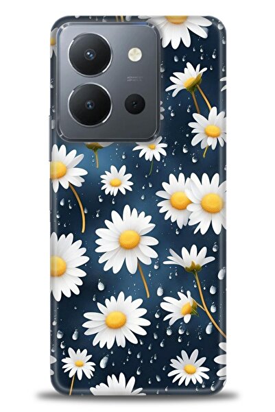 Rulet Aksesuar جراب سيليكون متوافق مع هاتف Vivo Y36 HD مطبوع + واقي شاشة سيرا...