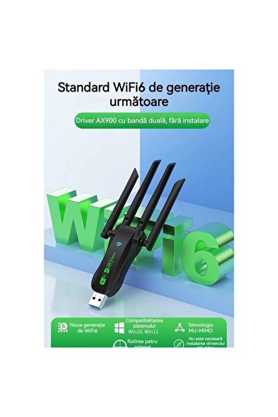 EvoSmart Adaptor Wireless P8, Dual-Band, 1300Mbps, WiFi Ethernet, USB 3.0, Rază lungă de acțiune, Negru