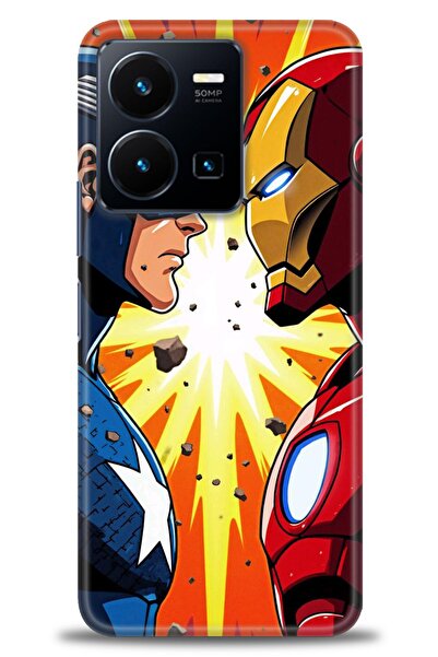 Rulet Aksesuar جراب سيليكون متوافق مع هاتف Vivo Y22S HD مطبوع + واقي شاشة سير...