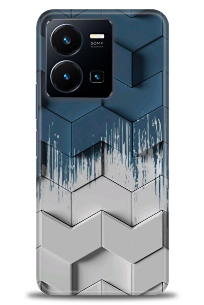 Rulet Aksesuar جراب سيليكون متوافق مع هاتف Vivo Y22S HD مطبوع + واقي شاشة سير...