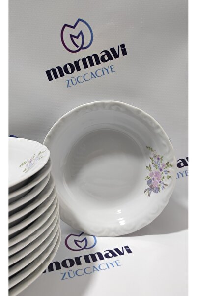 Porland PORSELEN BUKET 12 ADET 16 CM KÜÇÜK ÇUKUR YEMEK TABAK (1 AD NAPOLİ BIÇAK HEDİYELİ)