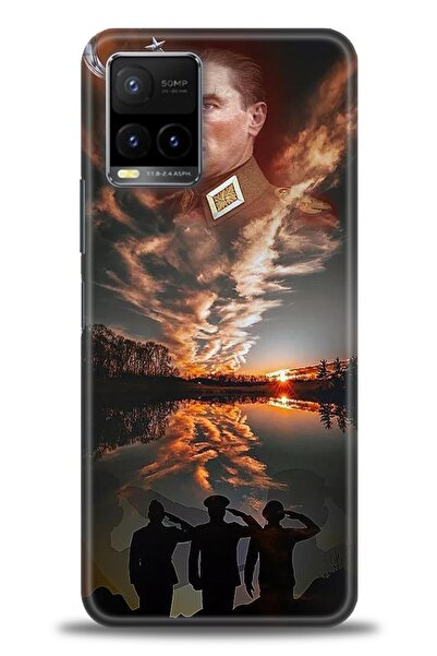 Rulet Aksesuar جراب سيليكون متوافق مع هاتف Vivo Y32 HD مطبوع + واقي شاشة سيرا...