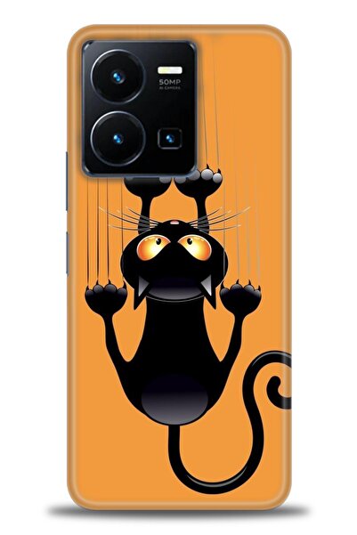 Rulet Aksesuar جراب سيليكون متوافق مع هاتف Vivo Y35 HD مطبوع + واقي شاشة سيرا...