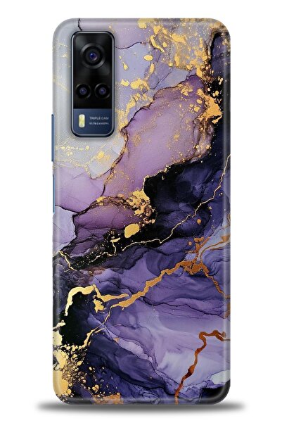 Rulet Aksesuar جراب سيليكون متوافق مع هاتف Vivo Y53S HD مطبوع + واقي شاشة سير...