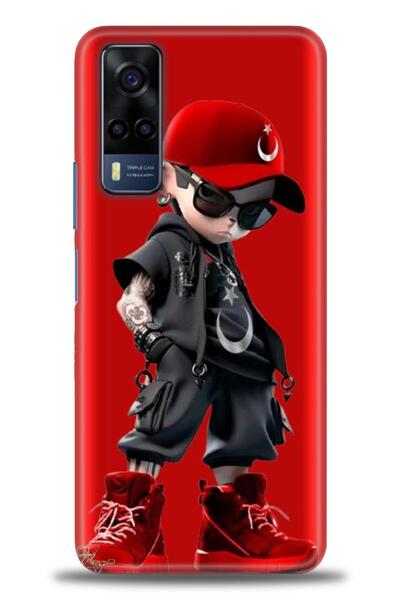 Rulet Aksesuar جراب سيليكون متوافق مع هاتف Vivo Y51 HD مطبوع + واقي شاشة سيرا...