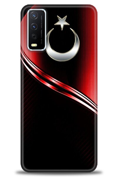 Rulet Aksesuar حافظة سيليكون متوافقة مع هاتف Vivo Y20S HD مطبوع + واقي شاشة م...