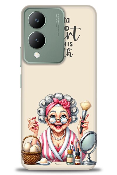 Rulet Aksesuar جراب سيليكون متوافق مع هاتف Vivo Y17S HD مطبوع + واقي شاشة سير...